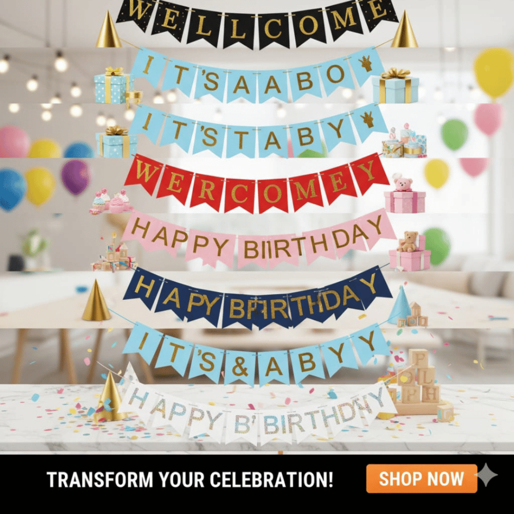 Decorative Party Banner Set – Birthday & Baby Shower Themes