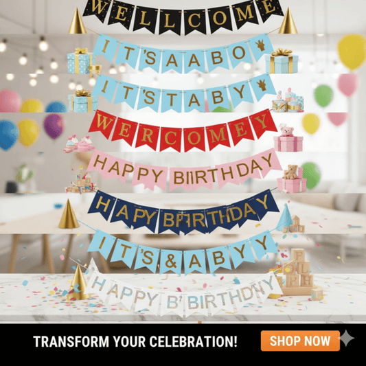 Decorative Party Banner Set – Birthday & Baby Shower Themes