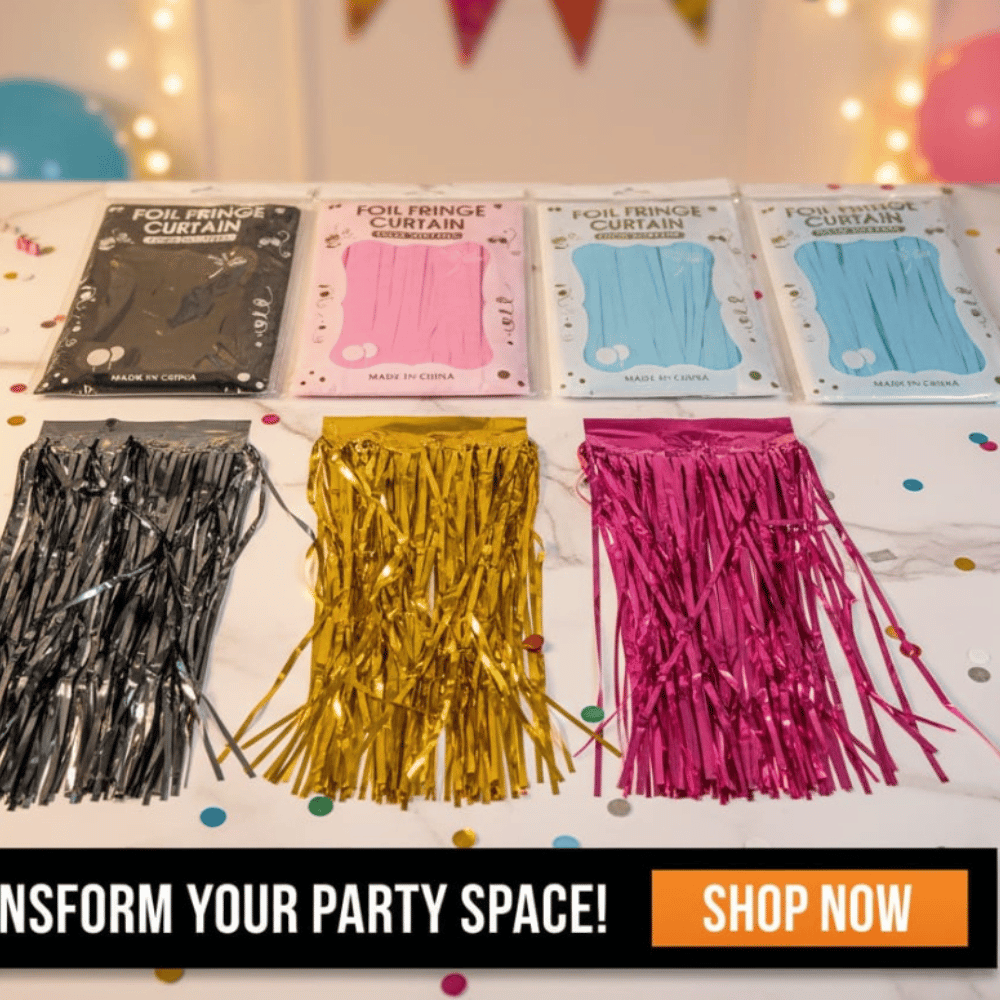 Metallic Foil Fringe Curtain Backdrop (Assorted Colors)